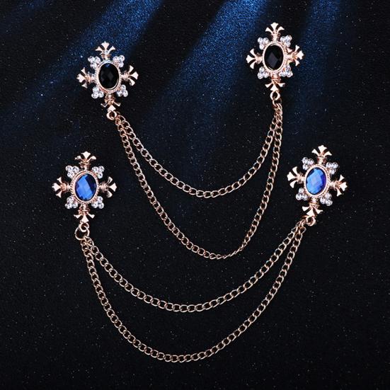 Attractive Easy Match Collar Brooch Women Men Rhinestone Decor Chain Tassel Clothing Brooch for Party