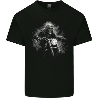 Skull Biker Motorcycle Motorbike Grim Reaper 5 Kids T-Shirt Childrens