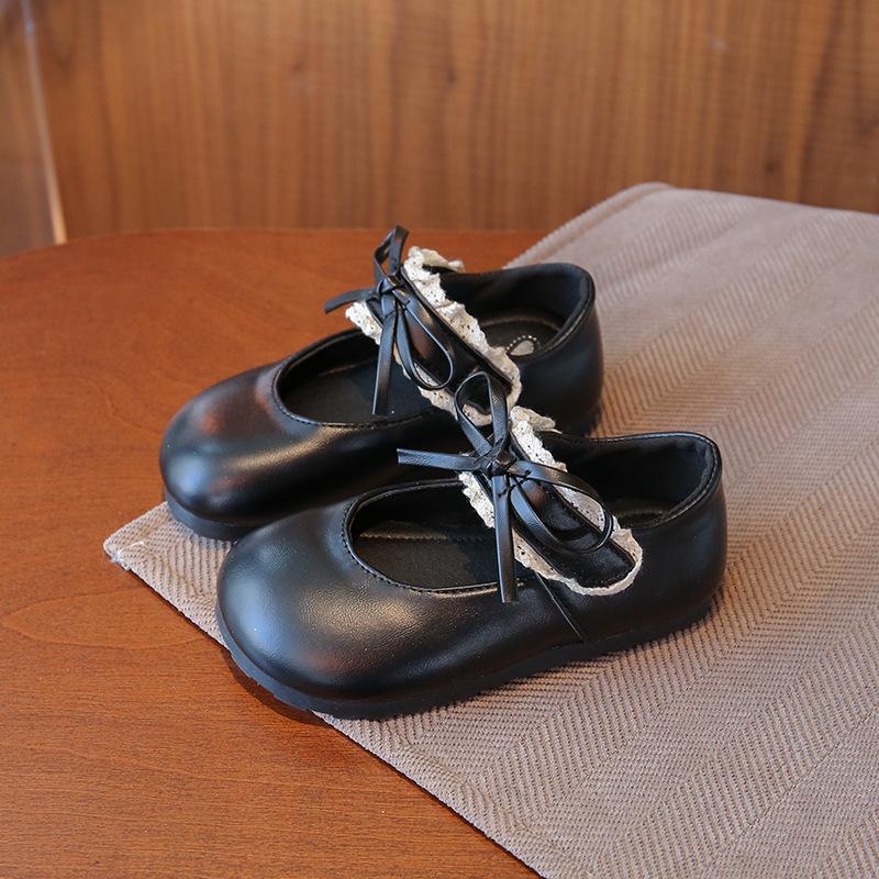 Princess Shoes Girls Leather Shoes 2025 New Children Mary Jane Shoes Foreign Style Black Little Girl Beautiful Baby Shoes