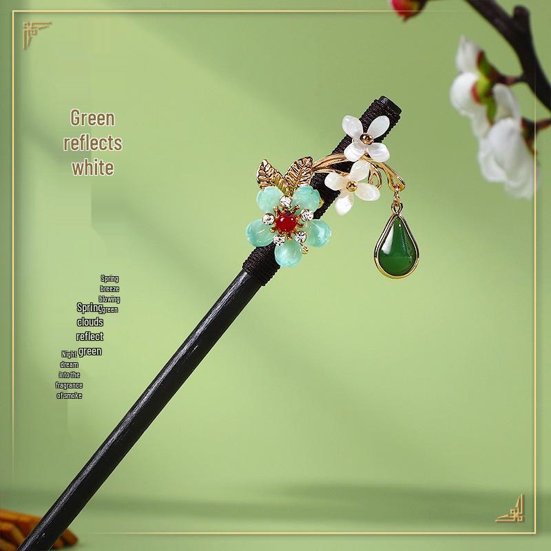 Vintage Quasten Haarnadel: Imitation Ebenholz Hanfu Accessoire