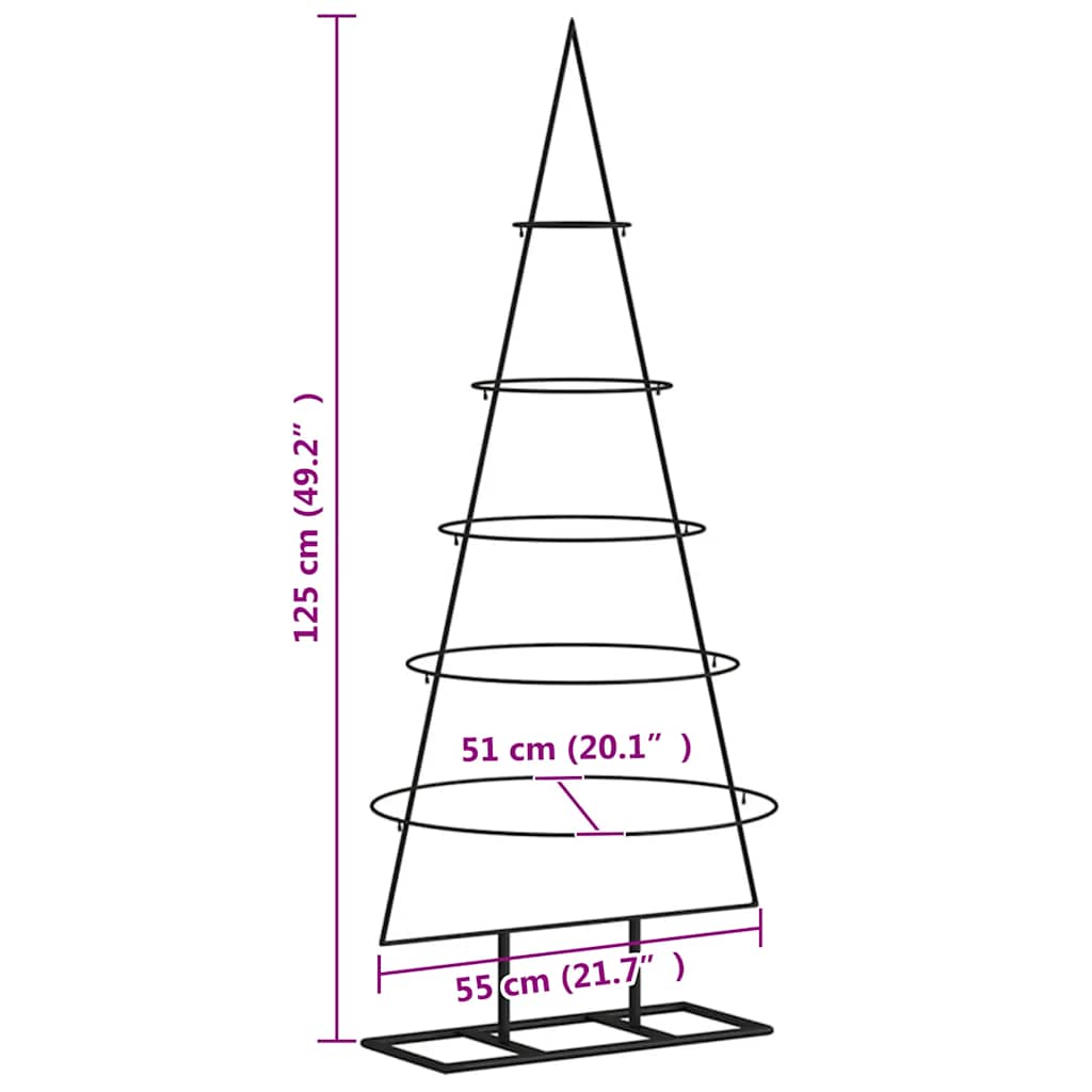 Vidaxl Metalowa Choinka Świąteczna, Do Dekoracji, Czarna, 125 Cm