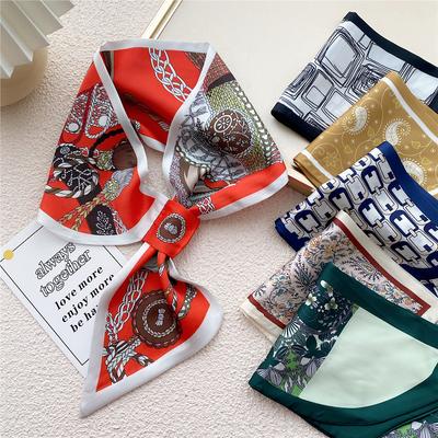 New Style Cross Shaped Small Scarf For Women In Spring Autumn Summer Fashionable Temperament Tied Bag Headband Decorative Scarf
