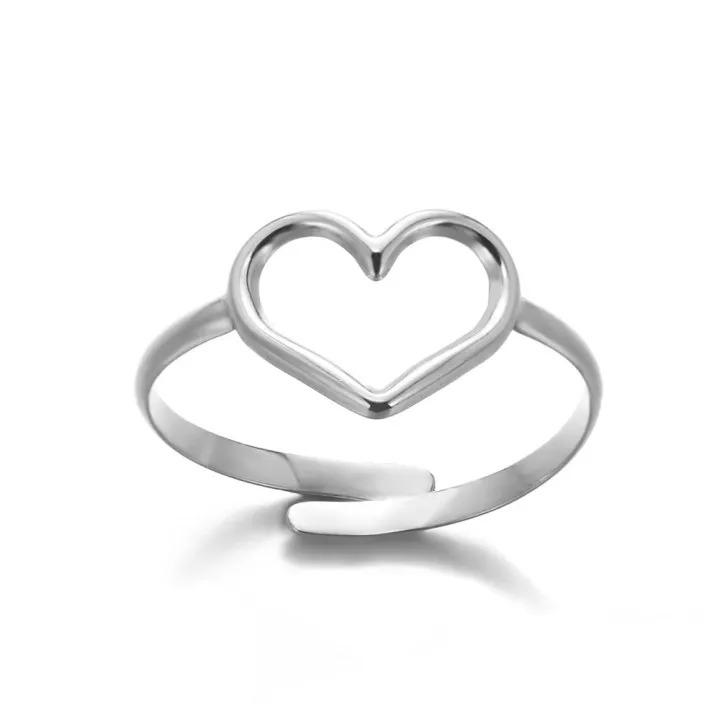 Zircon Little Heart Rings For Women Minimalism Heart Ring Stainless Steel Finger Dainty Ring Valentine Gifts