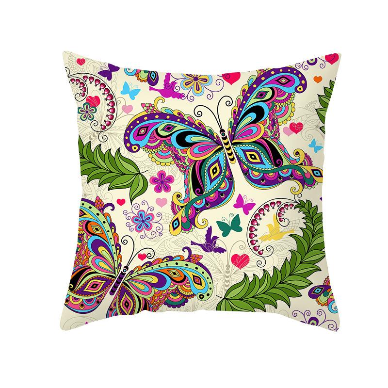 Colorful Butterfly Series Sofa Pillow Cover Nordic Peach Skin Print Office Cushion Pillow Cover Home