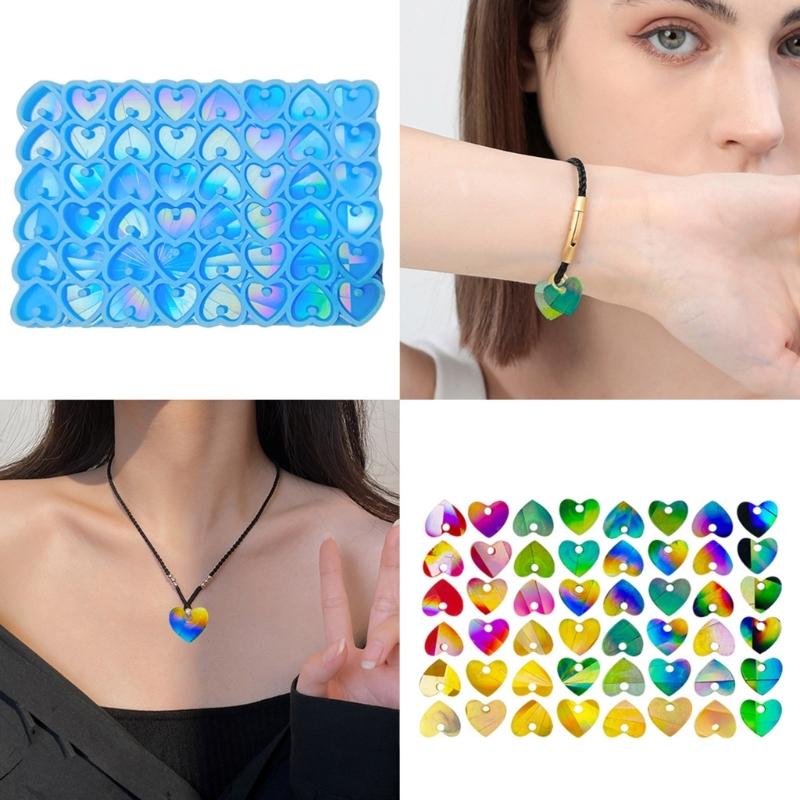 Glossy Silicone Loves Holographic Molds Light Shadow Earrings Pendant Mold DIY Ornaments Jewelry Epoxy Crafting Mold