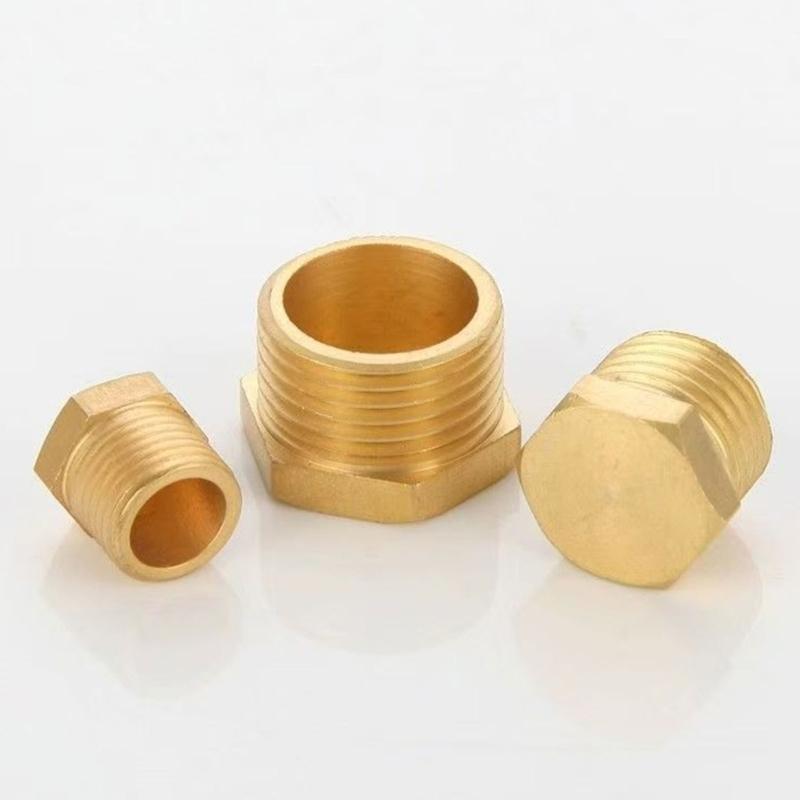 Male Thread Brass Pipe Hexagonal Head End Caps Plug Fitting Coupler Connector Adapters Pipe Plumbing Fitting Adapters