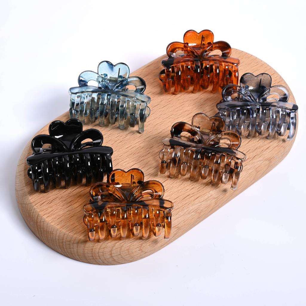 Medium Heart Claw Clip New Personality Elegant Multi-Color Transparent Hair Claw Half Up Hairstyle Accessory for Women 6pcs Set