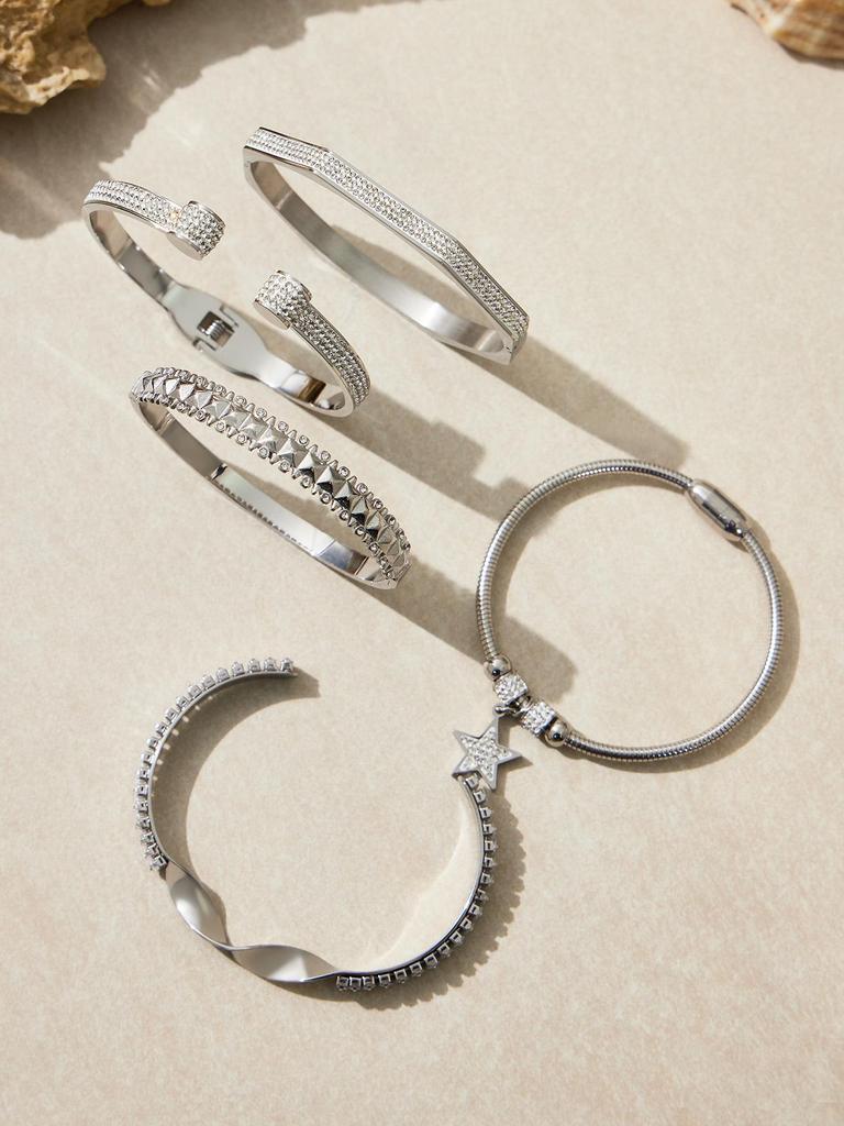 18K Gold-Plated Stainless Steel Zirconia Diamond Clasp Bracelet - European & American Fashion Knotted Irregular Light Luxury Style.