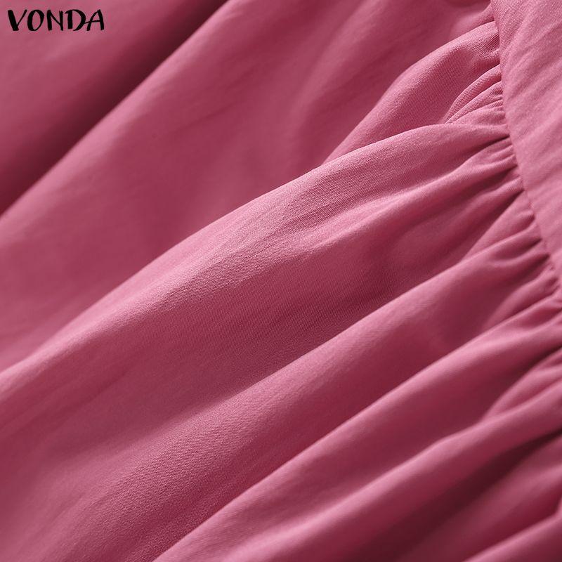 VONDA Womens Square Collar Long Sleeve Ruffled Casual Rumple Blouse Shirts