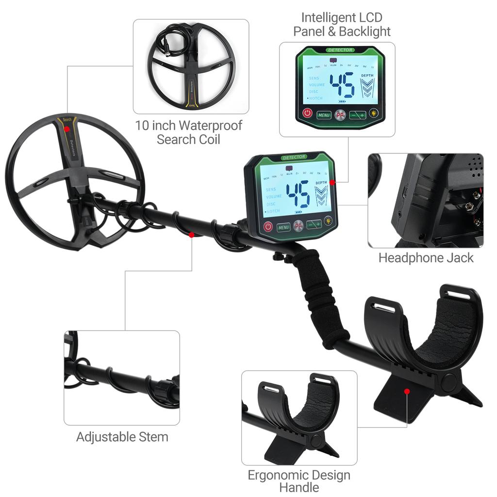 Metal Detector for Adults Professional Higher Accuracy and Sensitivity 10" "  Coil Waterproof Metals