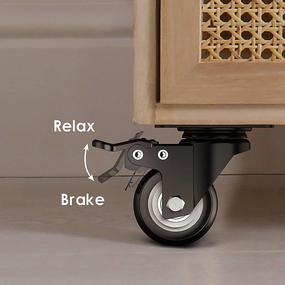 4Pcs Heavy Duty Swivel Caster Wheels 50mm No Noise Polyurethane Foam Dual Locking 440 Lbs Load Capacity