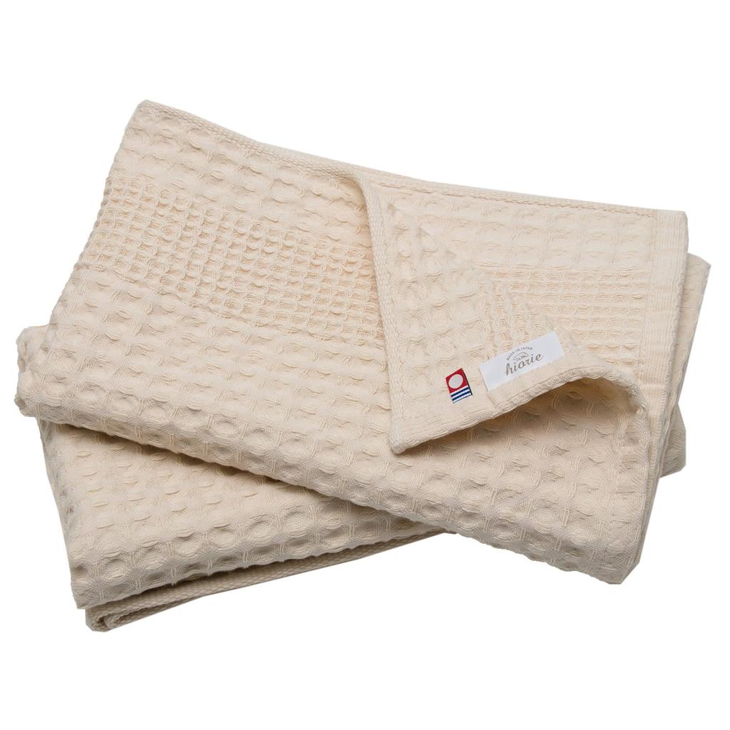 Imabari Certified Bath Hiorie Waffle Set of Made In Kitchen Imabari Cotton Towels, Towels, 2, Beige, Japan, Quick-Drying, Towels, Brand, 100%
