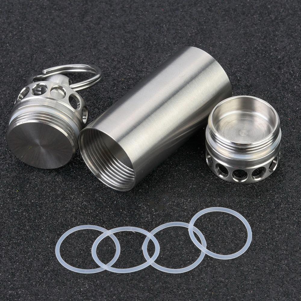 

Stainless Steel Waterproof Pill Container Silver Portable Pill Box Travel S
