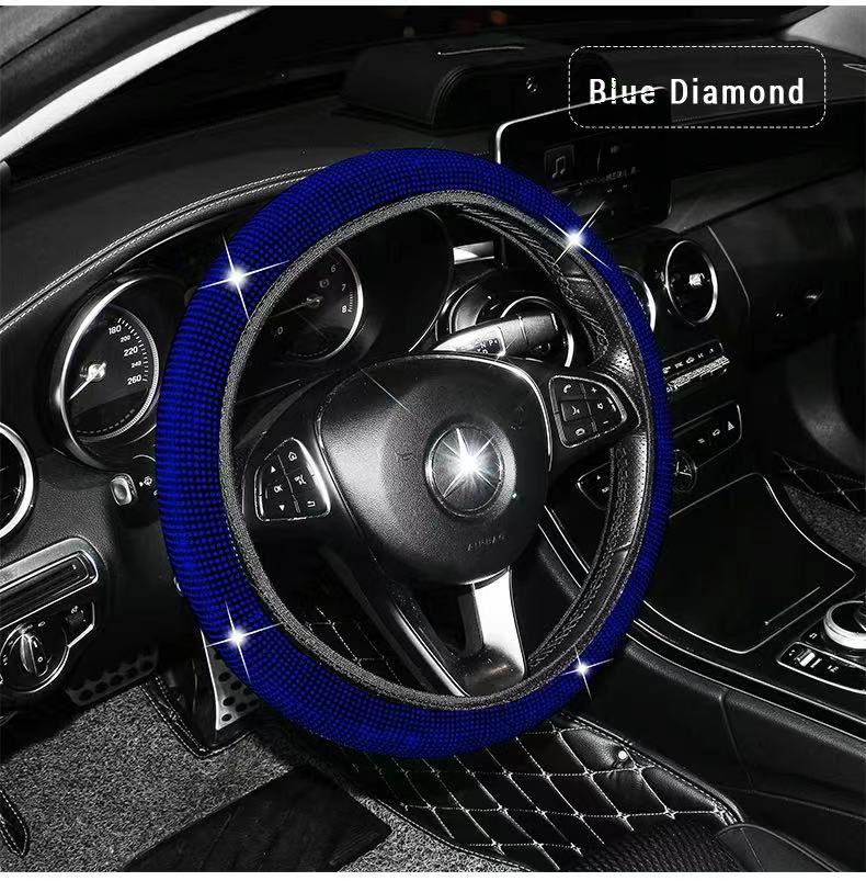 Bling Bling Diamond Rhinestones Car Steering Wheel Cover 37/38cm Auto Interior Accessories Women Case Car Styling Four Seasons