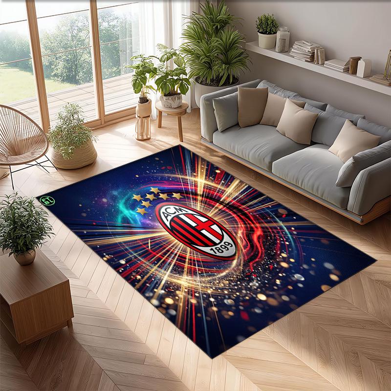AC Mailand Bedruckter Flanell Teppich Rutschfest Weicher Polyester Boden Teppich Indoor Dekor Matte für Schlafzimmer Wohnzimmer Sofa Spielzimmer Heimdekoration