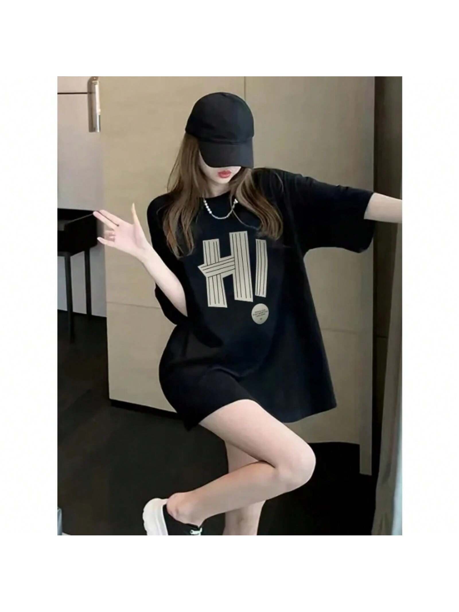 

Camiseta de estilo anime dulce y adorable para mujeres, camiseta de manga corta negra con estampado Harajuku, camiseta de estilo vintage y Y2K S