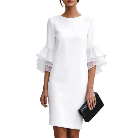 Church Dress for Women Summer Office Work Ruffle Half Sleeve Dress Formal Cocktail S