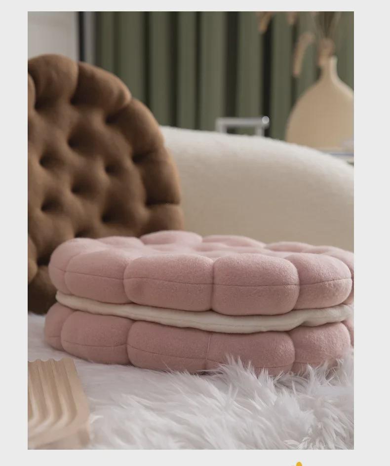 Creative Biscuit Plush Pillow: Cute, Thick Nap Cushion for Sofa and Home