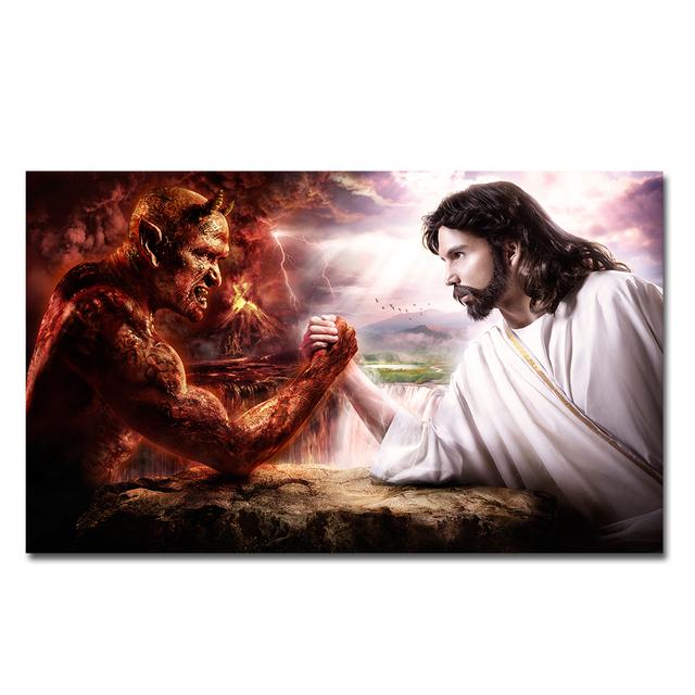 

Настенная живопись, постеры и принты «Бог и демон» на холсте, настенная картина для гостиной, дома, украшение Куадрос, без рамки 21*30cm
