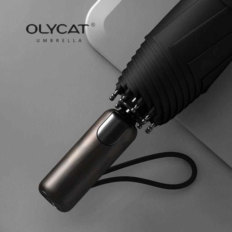 Olycat Men's Business Umbrella, Thickened Umbrella Surface, Fully Automatic, 70% off Folding Ten-Rib Windproof Umbrella, Chinese Style Windproof