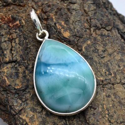 Larimar Gemstone Women Pendant 925 Sterling Silver Handmade Jewelry Pendant For Gift