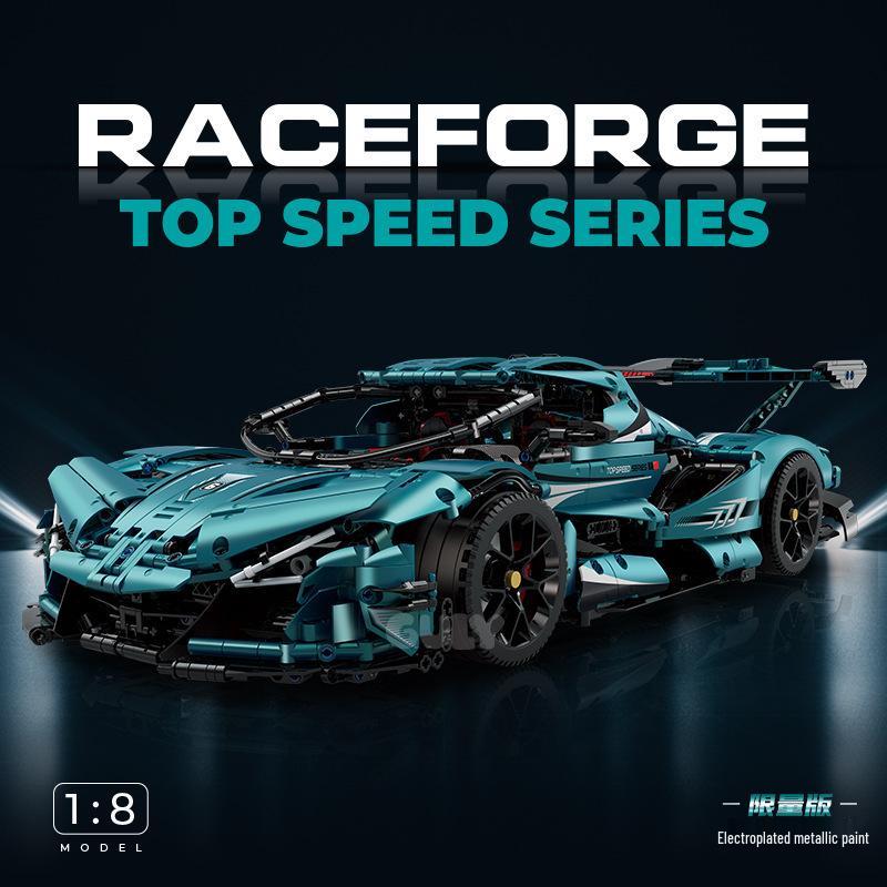 

Gu Li 10612 Blue Apollo 1:8 High-Difficulty Assembly Sports Car Model Compatible with Lego