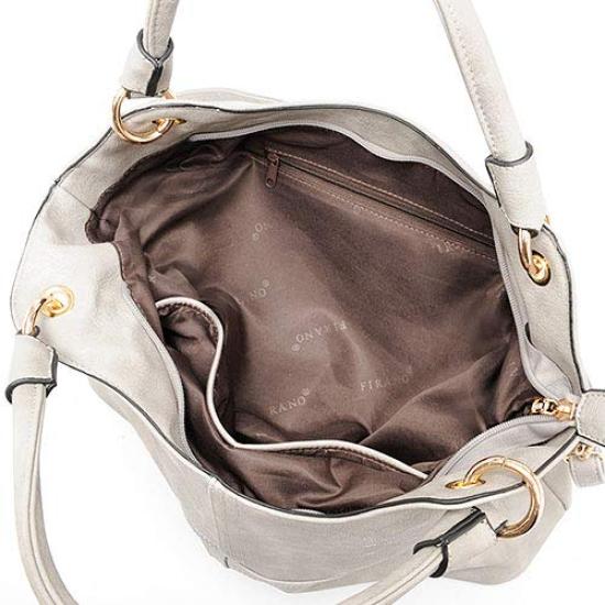 Cross Stitch 2WAY Tote Bag with Round Coin Case FIRANO 401438 Beige [FIRANO] Women's