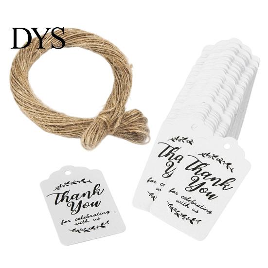 Easy to Use Hang Tags with String 100Pcs Paper Thank You String, Rectangular Gift Tags, Pre-Punched Sturdy Cardstock for Presents Hole Hanging Wedding