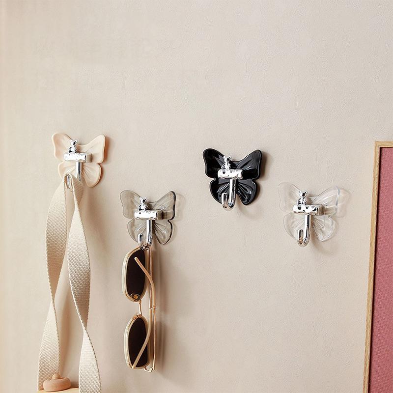 8 Pcs Plastic Butterfly Wall Hooks Wall Mounted Self Adhesive Butterfly Storage Hanger Moisture-proof Decorative Key Holder
