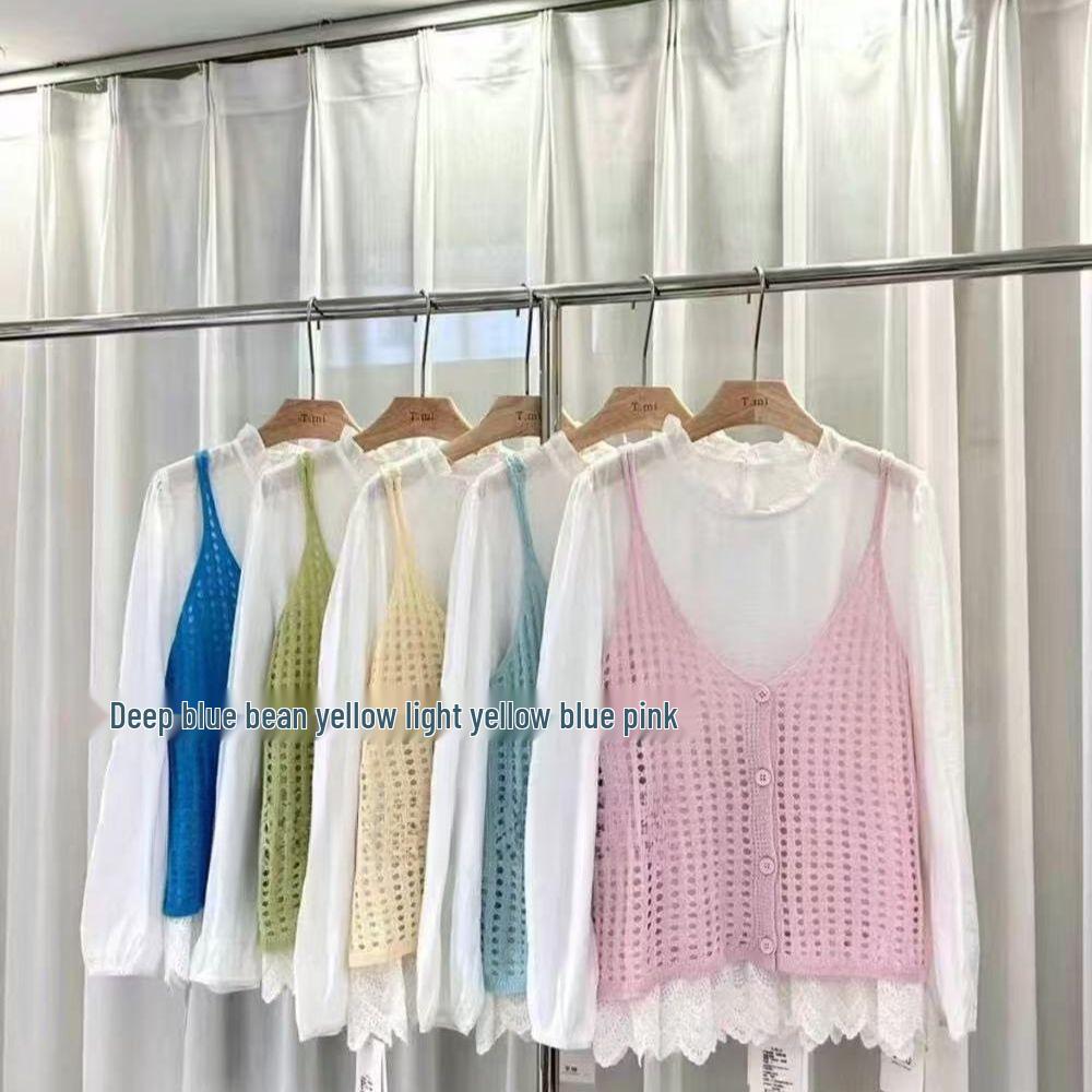 

Plus Size Hollowed-Out French Knit Summer Vest for Layering S 80-95 catties
