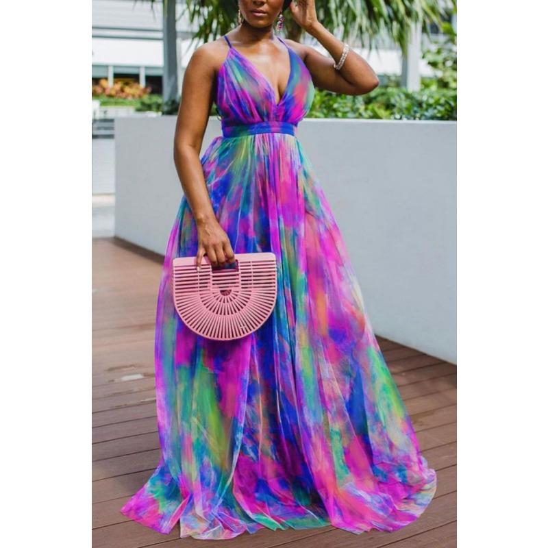 

Весна та літо Жіноча сукня на застібці Вечірня сукня Вільні великі сітчасті сукні для приміських приміщень, великі розміри, вечірні сукні 5XL фіолетовий