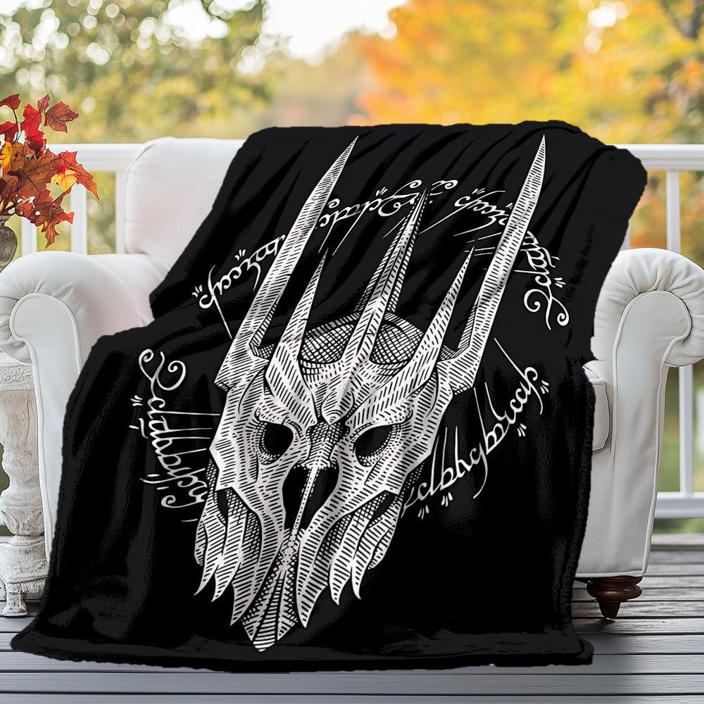 1pc Dragon Skull Tattoo  - Throw Blanket, Soft, Flannel Blankets, Living Room,  All Seasons Use-1021040
