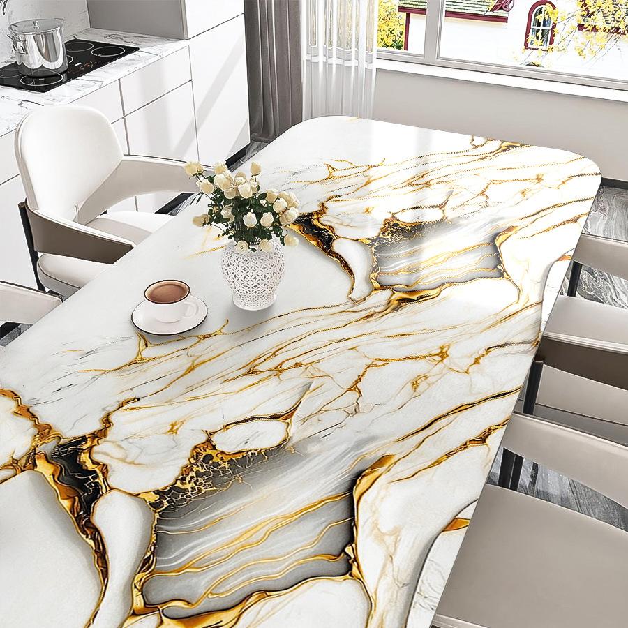 Samolepicí mramorová tapeta se zlatou fólií, odlepovací a nalepovací, vodotěsná, odolná proti oleji, nálepka na kuchyňskou zástěnu a pracovní desku, 5vrstvá PET samolepka na zeď pro nábytek