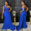 X5819 European & American Fashion Solid Color Long One-Shoulder Party Bodycon Dress for Women
