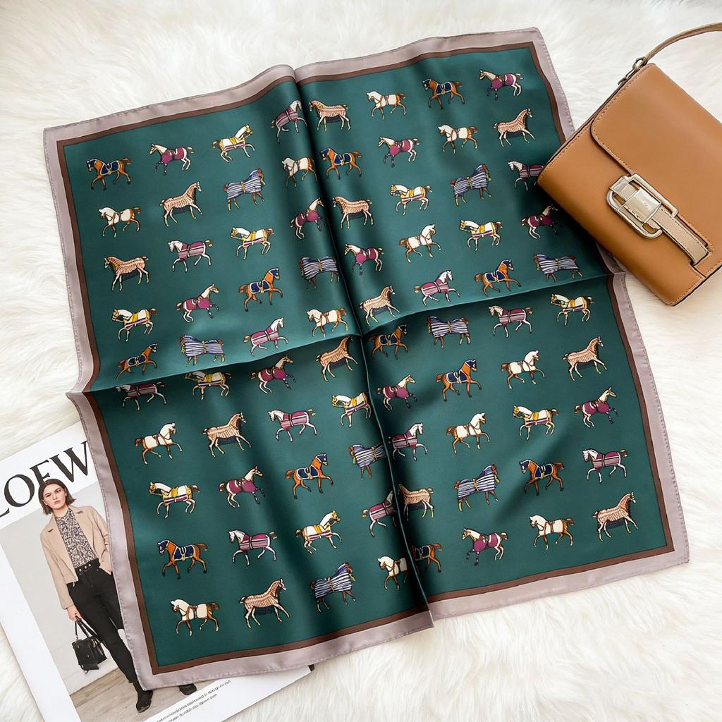 High-end light luxury small square scarf women's Hangzhou satin silk versatile professional wear with shirt scarf neck protection scarf silk scarf