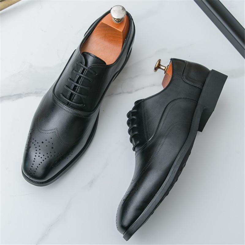 Fashion Fashion New Designer Pointed Lace Up Derby Shoes For Men Black Brown Wedding Dress Homecoming Formal Wedding Footwear