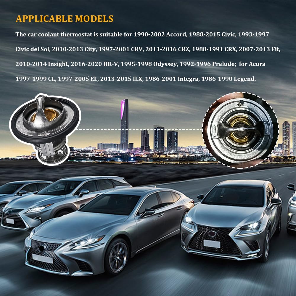 Car Thermostat, High Performance Automotive Replacement Engine Thermostat With Gasket, Auto Engine Coolant Thermostat Compatible With Honda Civic CRV