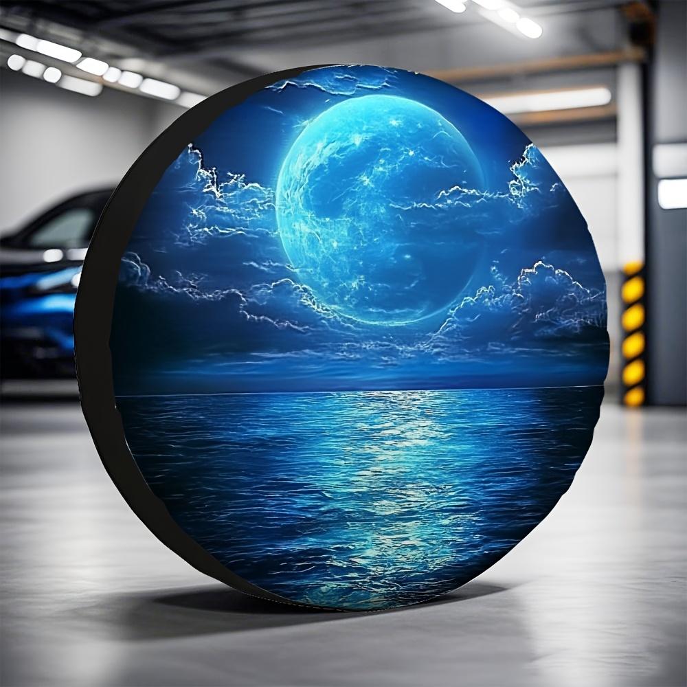 1pc, Drifting Tire Covers Featuring A Full Moon, Clouds, And A Starry Night Sky. Made From Versatile Polyester Fabric, These Are
