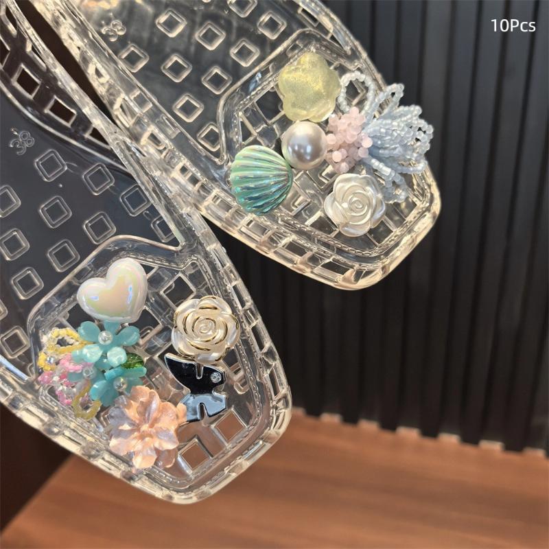 1Set Korean   Shoe Advanced Handmade Beaded Flower Pearl Bow Sequin Diy Detachable Shoes Decorations Accessories