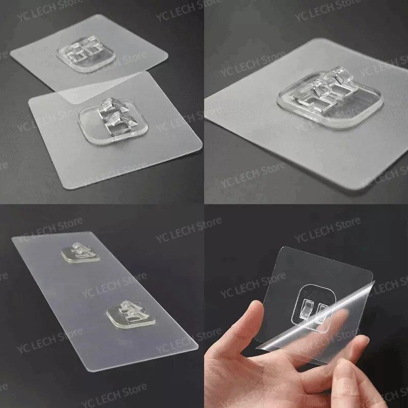 10 bucăți cârlige transparente pentru raft agățat pe perete de fixare a suportului de depozitare Chips auto-adeziv puternic pentru obiecte de bucătărie pentru baie