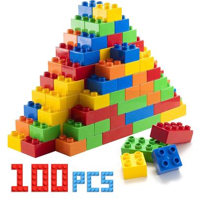 WYSWYG 100-Piece Classic Building Block Set, 5 Colors, Duplo Compatible, Anpanman Compatible, Educational Toy for Toddlers To Develop Imagination and
