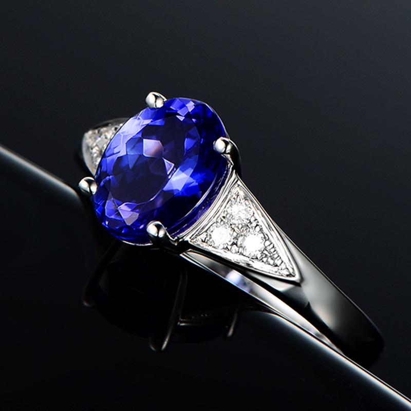 Blue Tanzanite Stud Earrings, Blue Crystal Necklace, Gemstone Bracelet, and Sapphire Ring Set