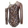Kids Girls Leopard Printed Gymnastics Ballet Leotards Dance Performance Costume Rhinestones Caveman Jumpsuit with Oversleeve