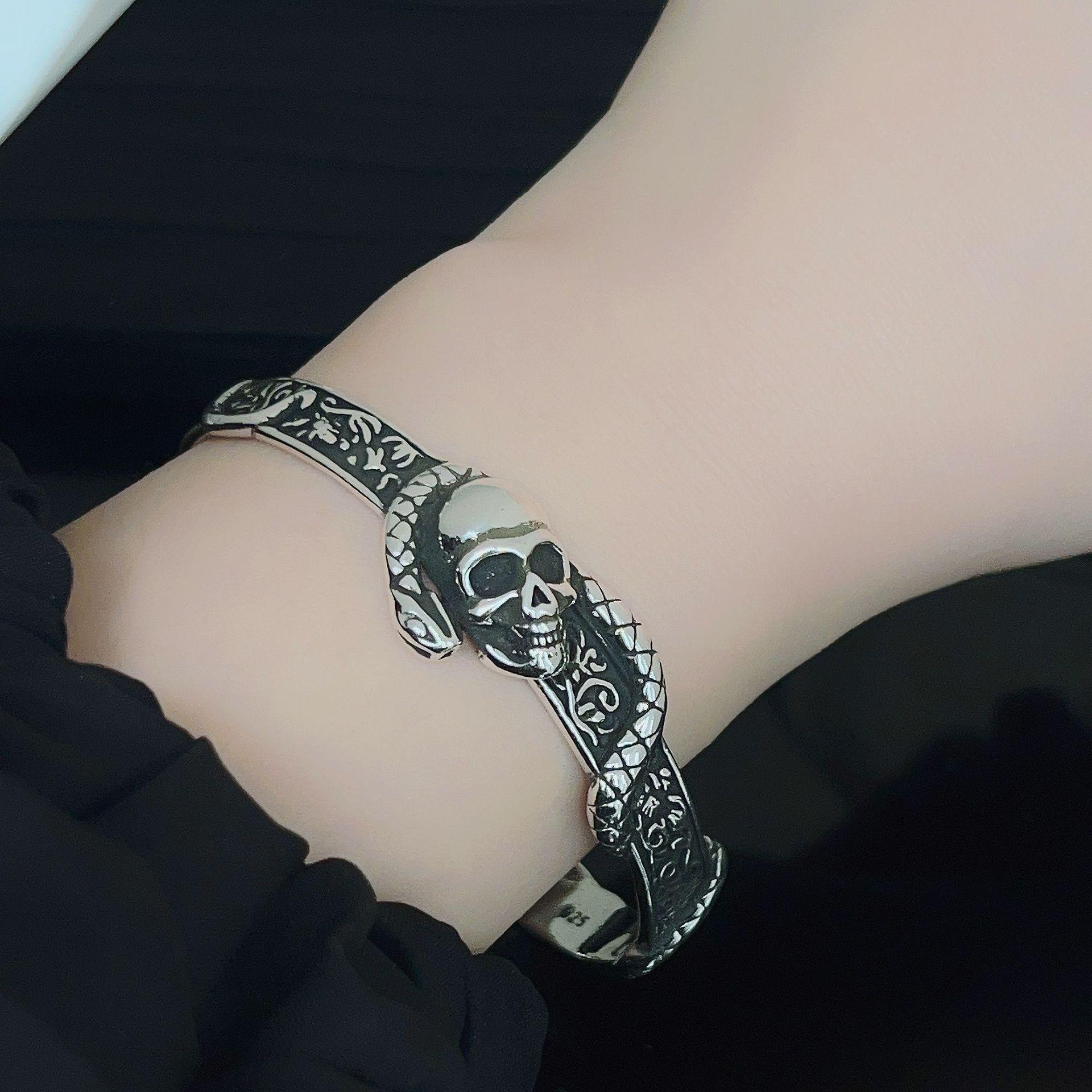 

Personalized Unisex Vintage Punk Skull Snake Bracelet