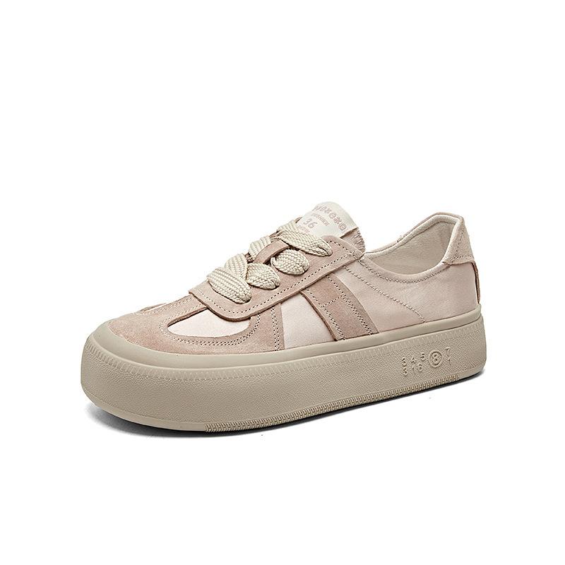 

Обувь Dexun женская ретро на толстой подошве с круглым носком розовая атласная поверхность дышащая и универсальная 2025 лето новая повседневная обувь для скейтборда женская 40 розовый