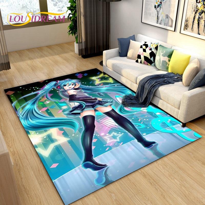 3D-Teppich mit japanischem Musik-Anime-Cartoon, Teppich für Wohnzimmer, Schlafzimmer, Sofa, Fußmatte, Dekoration, Kinder spielen, rutschfeste Bodenmatte