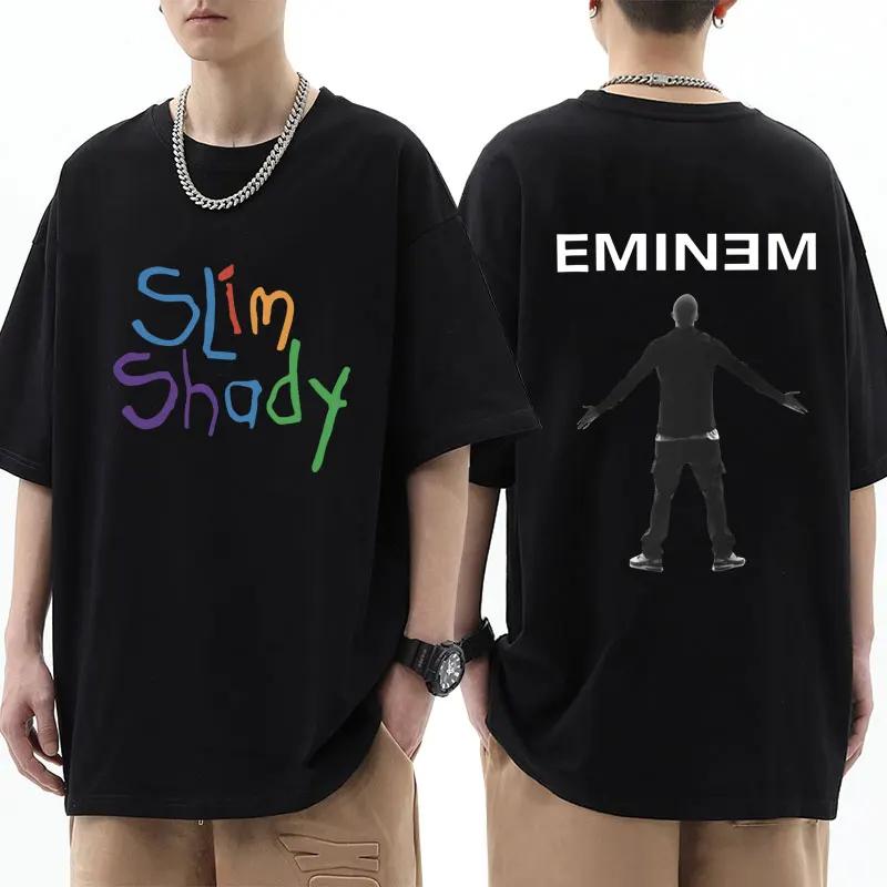 Fashion Rapper Eminem Slim Shady Print T Shirt Men Women Hip Hop Vintage High Street T Shirts Oversized Cotton Tshirt Streetwear
