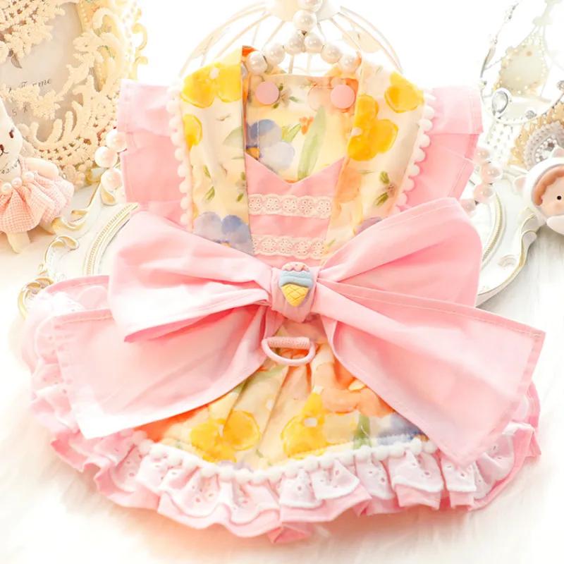 

Летнее платье для собаки Йоркширский терьер одежда Йорки Померанский шпиц Ши-тцу Мальтийская болонка Пудель Бишон Шнауцер Одежда для питомца Костюм Юбка XS（old） розовый