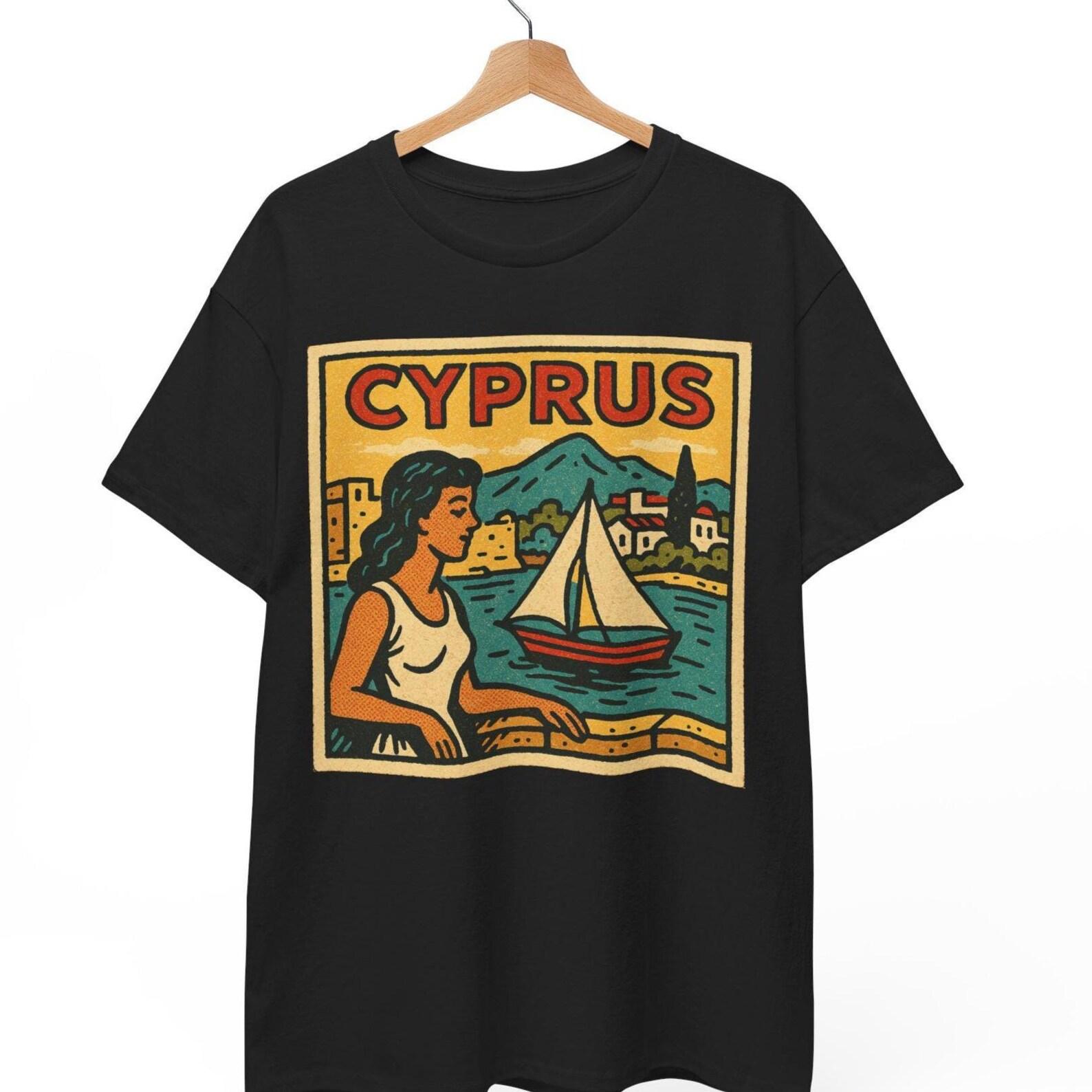 Cyprus Retro Comic T-Shirt: Vintage Mediterranean Pop Art Unisex Tee L