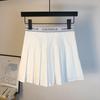 Japanese Style High-Waisted Pleated Skirt: Slim, Anti-Exposure A-Line with English Letter Print - Versatile for Spring and Autumn